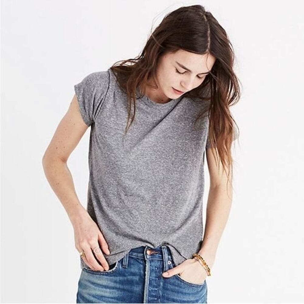 NWT Madewell Triblend Oversize Short Sleeve ExBoyfriend T Shirt Heather Gray XXS